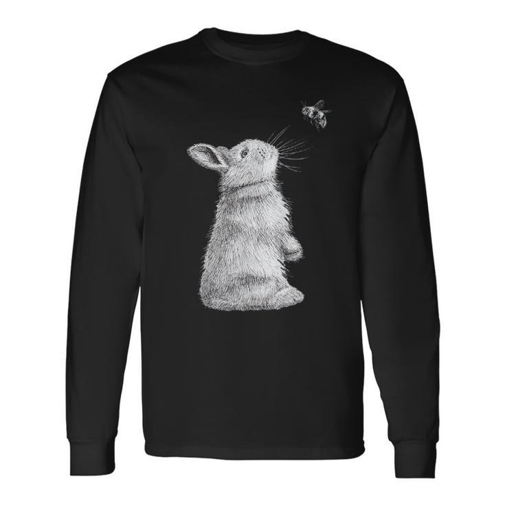 Honey Bunny Illustration Of Rabbit & Bumble Bee Long Sleeve T-Shirt