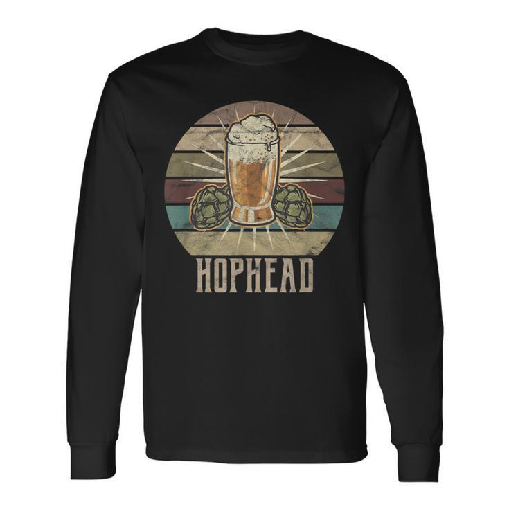 Hophead With Hops And Beer Retro Vintage Craft Beer Hops Long Sleeve T-Shirt