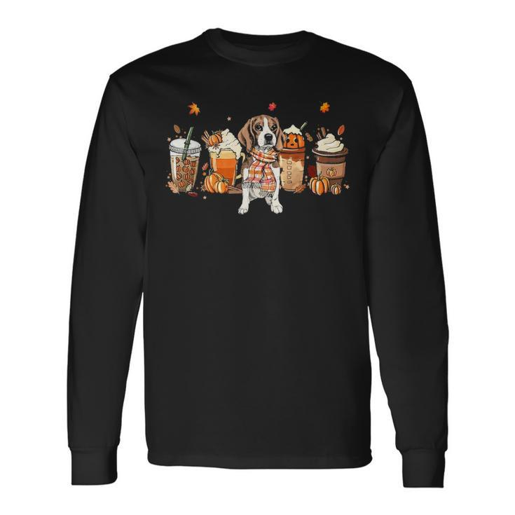 Horror Fall Coffee Beagle Dog Hallowwen Pumpkin Spice Autumn Long Sleeve T-Shirt