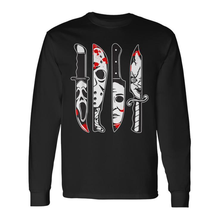 Horror Movie Characters In Knives Horror Characters Long Sleeve T-Shirt