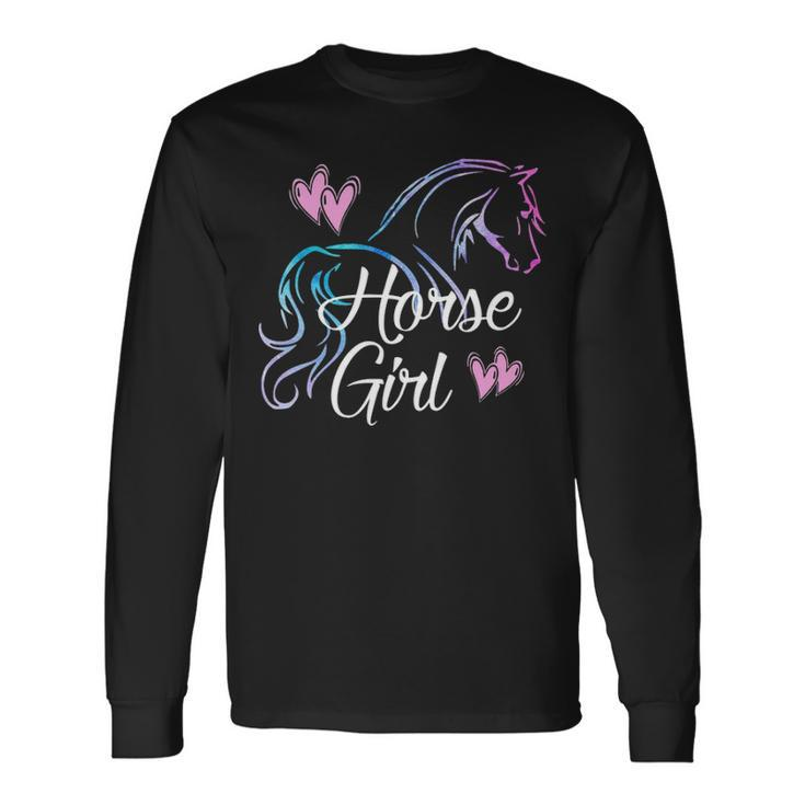 Horse Girl Equestrian Ridern Tween Kid Women Horse Lover Long Sleeve T-Shirt