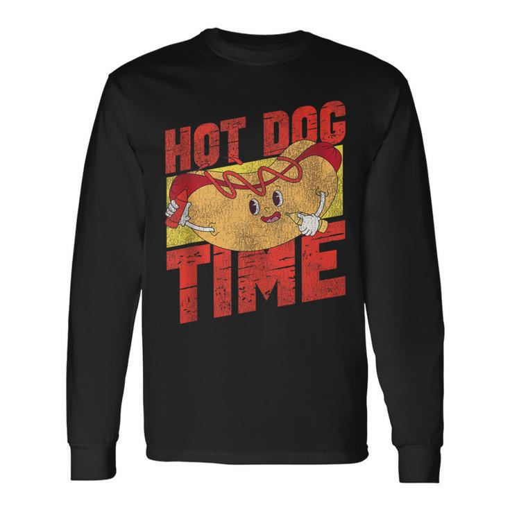 Hot Dog Adult Vintage Hot Dog Time Long Sleeve T-Shirt Gifts ideas