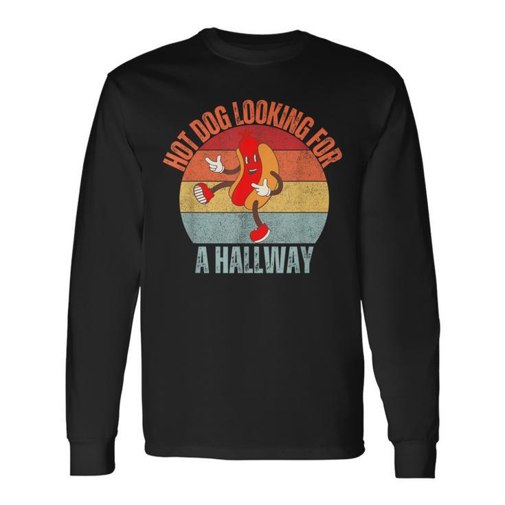 Hot Dog Looking For A Hallway Vintage Long Sleeve T-Shirt