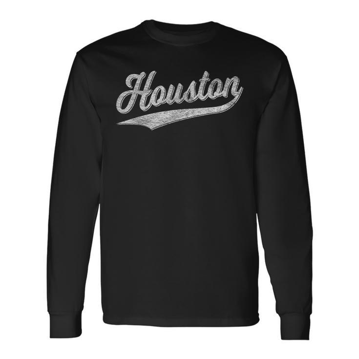 Houston Texas Vintage Sports Script Classic Style Long Sleeve T-Shirt