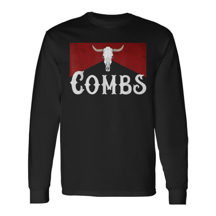Howdy Combs Western Music Country Cowboy Combs Bull Skull Long Sleeve T-Shirt