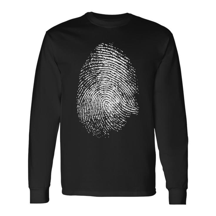 Huella Dactilar Grande Del Análisis De La Escena Del Crimen De Camiseta de manga larga