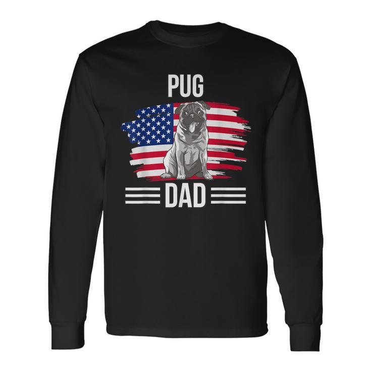 Hundebesitzer Us-Flagge 4 Juliatertag Mops Papa Langarmshirts Geschenkideen