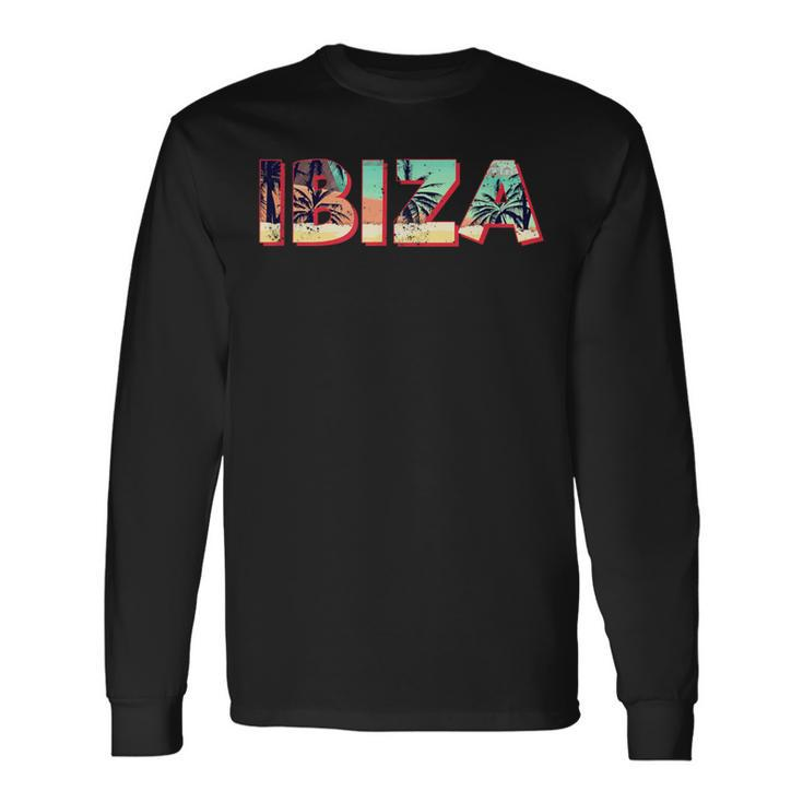 Ibiza Island Beach Retro Palm Tree Vintage Vacation Souvenir Long Sleeve T-Shirt