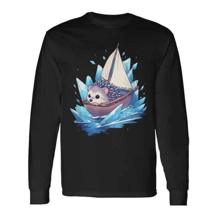 Ice Sailing Hedgehog Ice Sailing Ice Boating Yachting Langarmshirts Geschenkideen