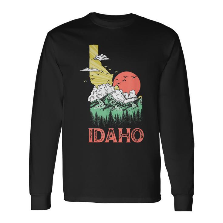 Idaho Outdoors Nature & Mountains Vintage State Pride Retro Long Sleeve T-Shirt Gifts ideas