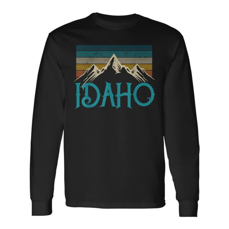 Idaho Vintage Mountains Nature Hiking Pride Souvenirs Long Sleeve T-Shirt Gifts ideas