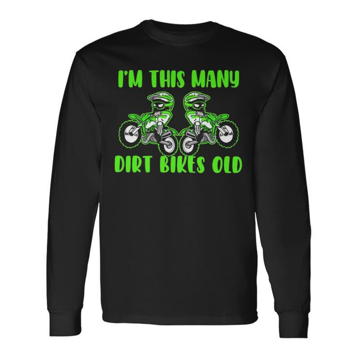 I'm This Many Dirt Bikes 2 Year Old 2Nd Birthday Motocross Long Sleeve T-Shirt