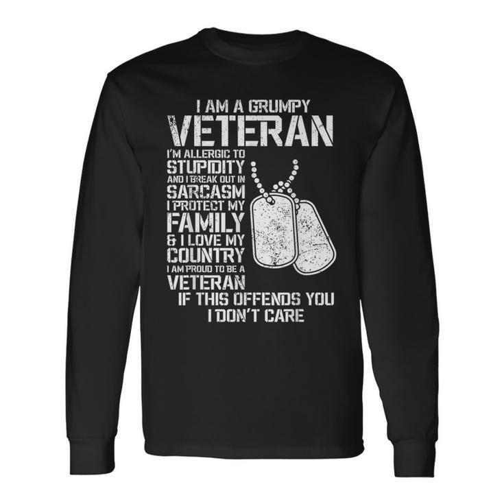 I'm A Grumpy Old Veteran Fathers Day Papa Veterans Day Long Sleeve T-Shirt