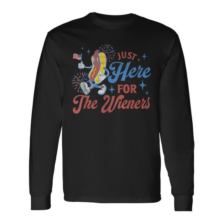I'm Just Here For The Wieners Patriotic Family Long Sleeve T-Shirt