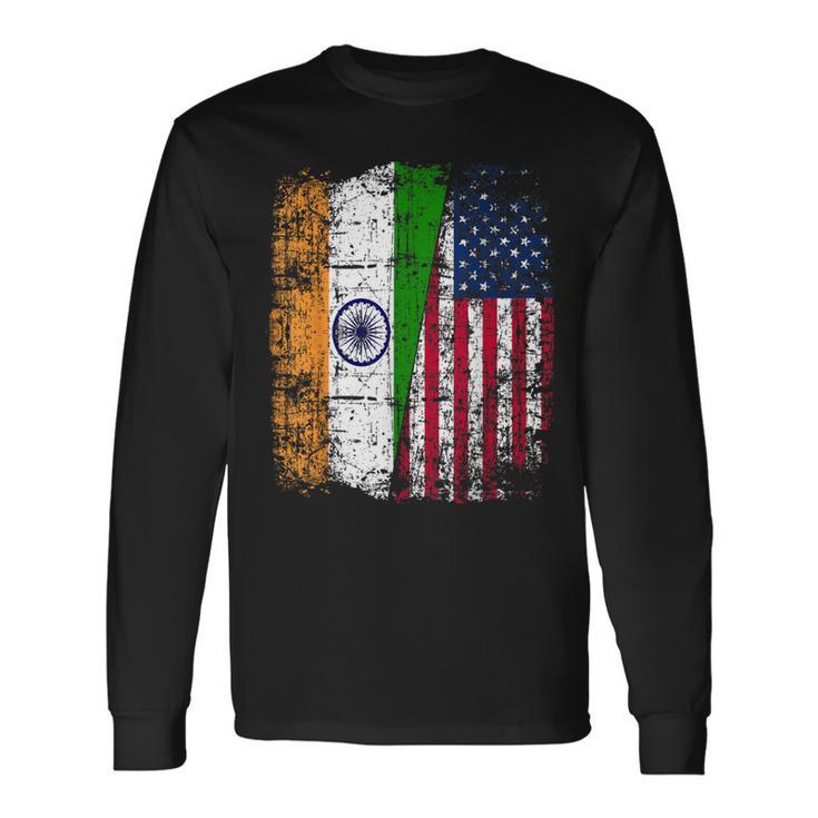 India Usa Flag Indian American Long Sleeve T-Shirt