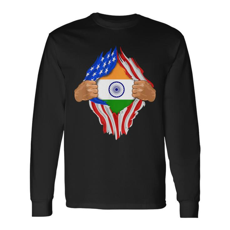 Indian Blood Inside Me India Flag Long Sleeve T-Shirt