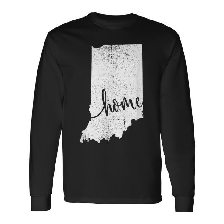 Indiana Home Love Vintage State Map Outline Long Sleeve T-Shirt
