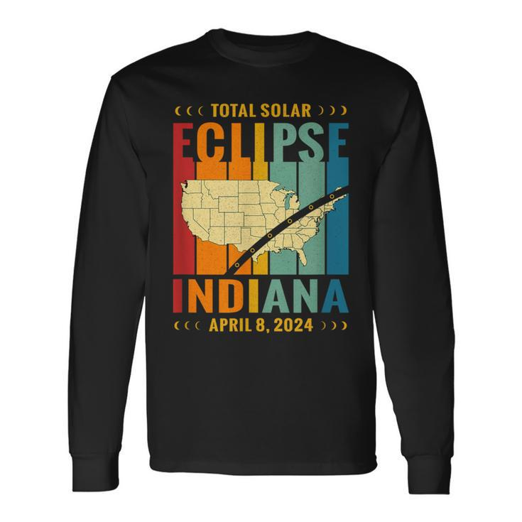 Indiana Vintage Path Of Totality Solar Eclipse April 8 2024 Long Sleeve T-Shirt