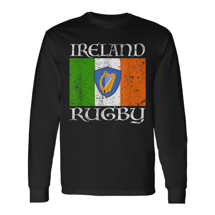 Ireland Rugby Vintage Irish Flag Rugby Fan Long Sleeve T-Shirt