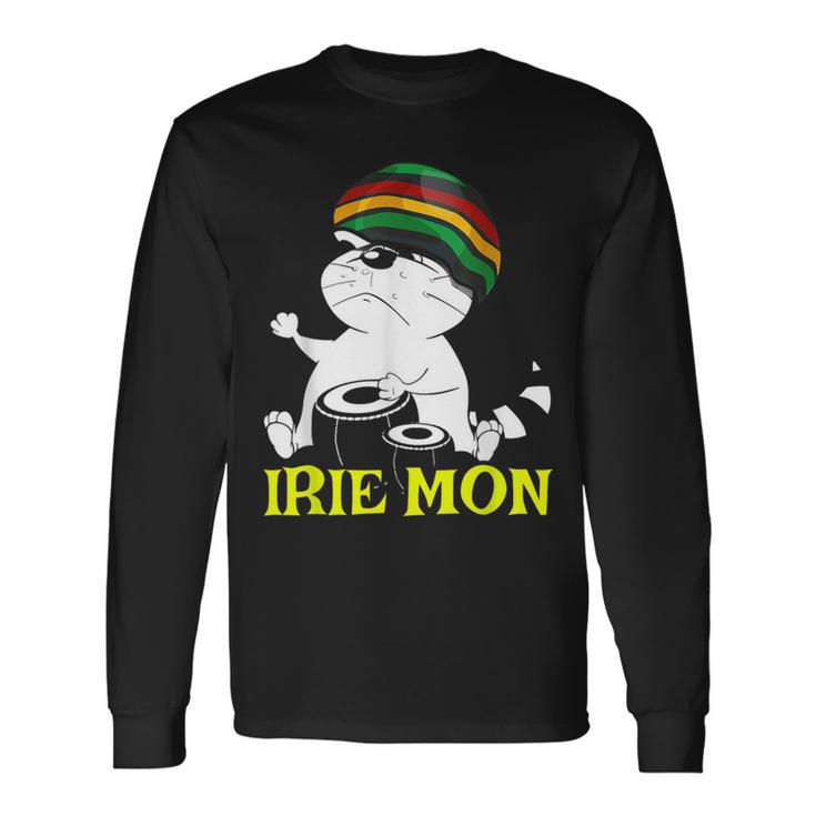 Irie Mon Rasta Cat Carribbean Patois Jamaican Slang Long Sleeve T-Shirt