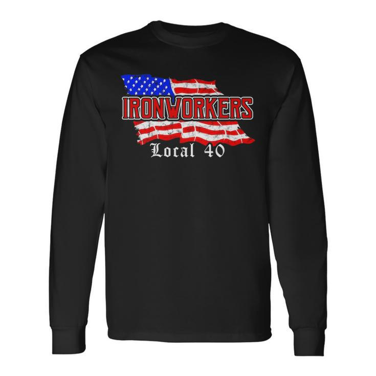 Ironworkers Local 580 Nyc American Flag Patriotic Long Sleeve T-Shirt