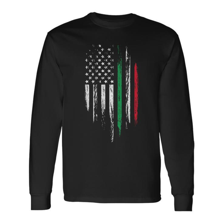 Italian American Flag Combo Italy Usa Italia Patriotic Long Sleeve T-Shirt