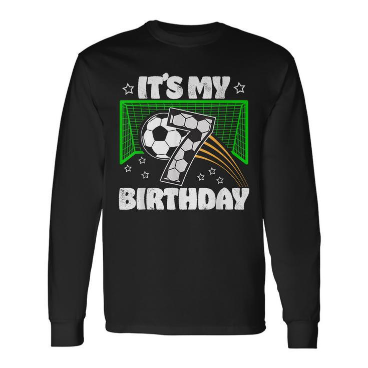 It's My 7Th Birthday Boy Soccer Football 7 Years Old Long Sleeve T-Shirt Gifts ideas