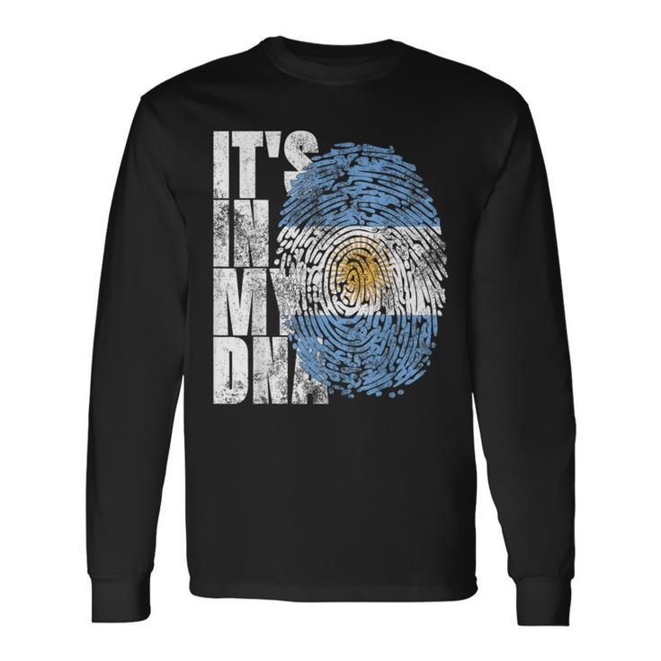 It's In My Dna Argentinian Cool Hispanic Argentina Flag Long Sleeve T-Shirt