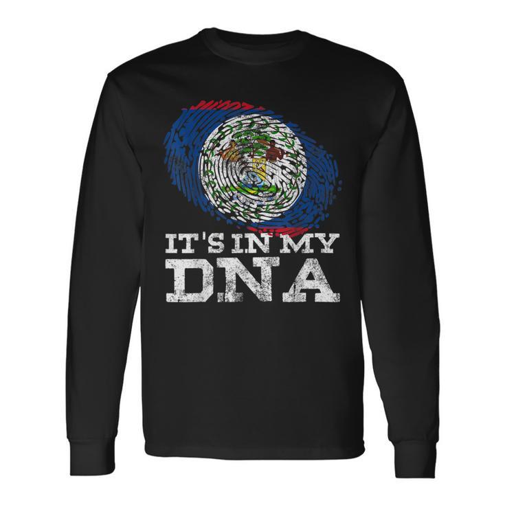 It's In My Dna Belize Flag Maya Hispanic Belizean Long Sleeve T-Shirt