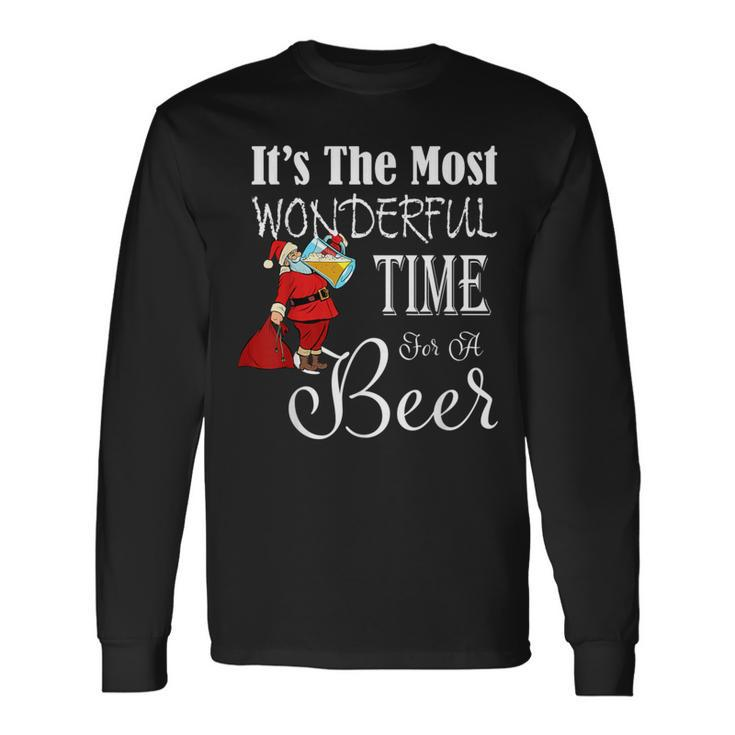 It's The Most Wonderful Time For A Beer Christmas Santa Hat Long Sleeve T-Shirt