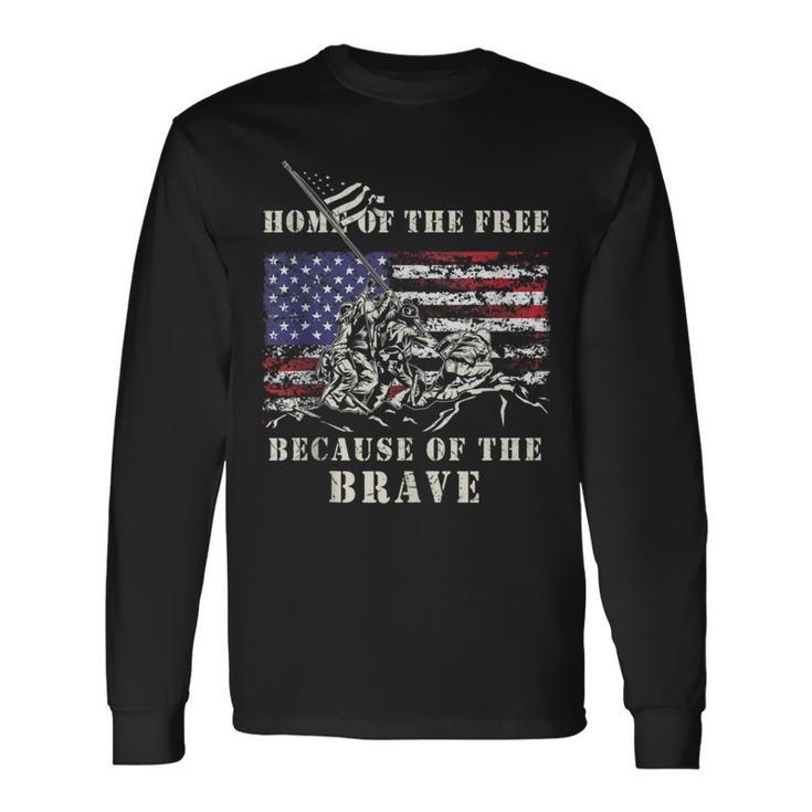 Iwo Jima Wwii Veteran Memorial Day Usa Flag Army Patriotic Long Sleeve T-Shirt