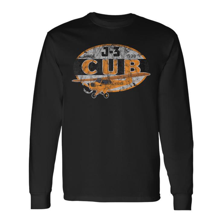 J-3 Cub Since 1938 Classic Airplane Vintage Pilot Long Sleeve T-Shirt