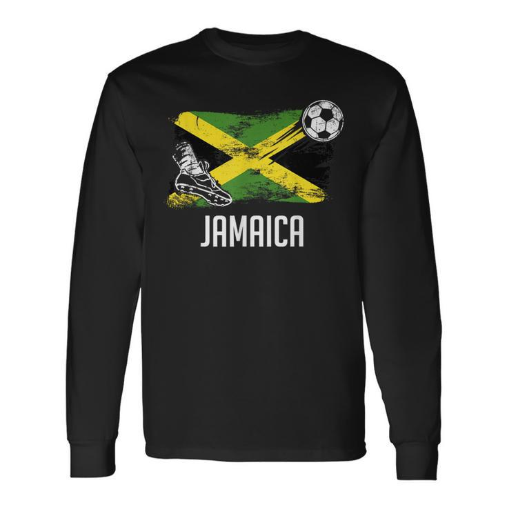Jamaica Flag Jersey Jamaican Soccer Team Jamaican Long Sleeve T-Shirt