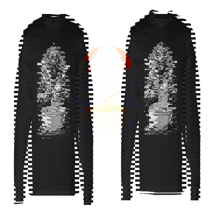 Japanese Monster Kaiju Eating Ramen Long Sleeve T-Shirt