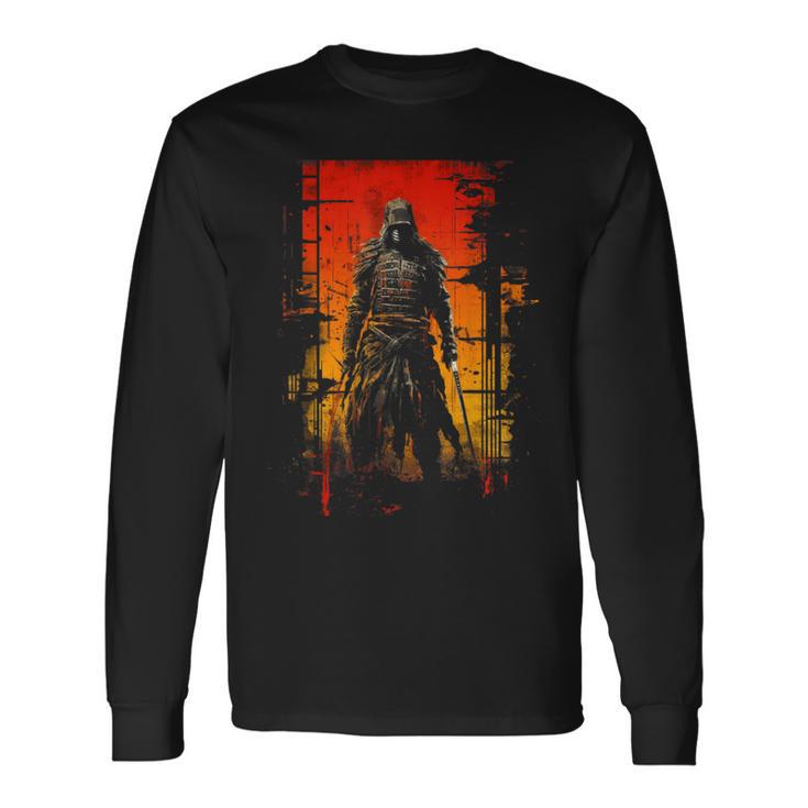 Japanese Samurai Cool Retro Vintage Distressed Vibes 12 Long Sleeve T-Shirt