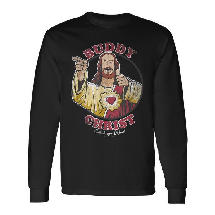 Jay And Silent Bob Buddy Christ Circle Portrait Long Sleeve T-Shirt