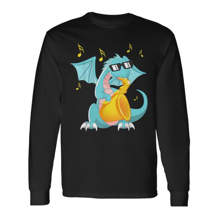 Jazz Music Lover Dragon With Saxophone Long Sleeve T-Shirt