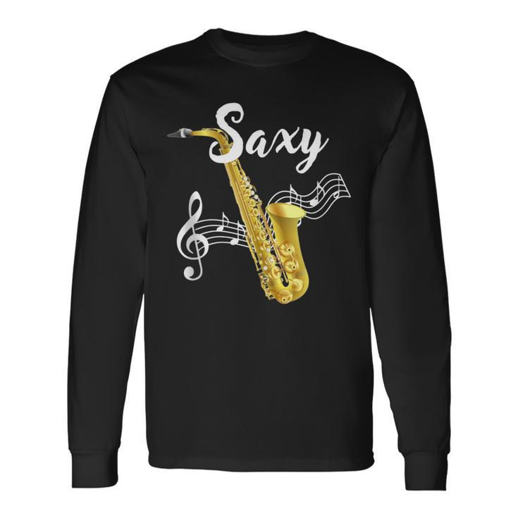 Jazz Music Lover Gold Sax Saxy Saxophone Player Long Sleeve T-Shirt
