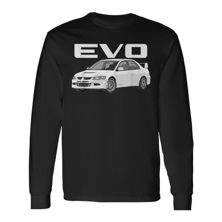 Jdm Car Evo 8 Wicked White Rs Turbo 4G63 Long Sleeve T-Shirt
