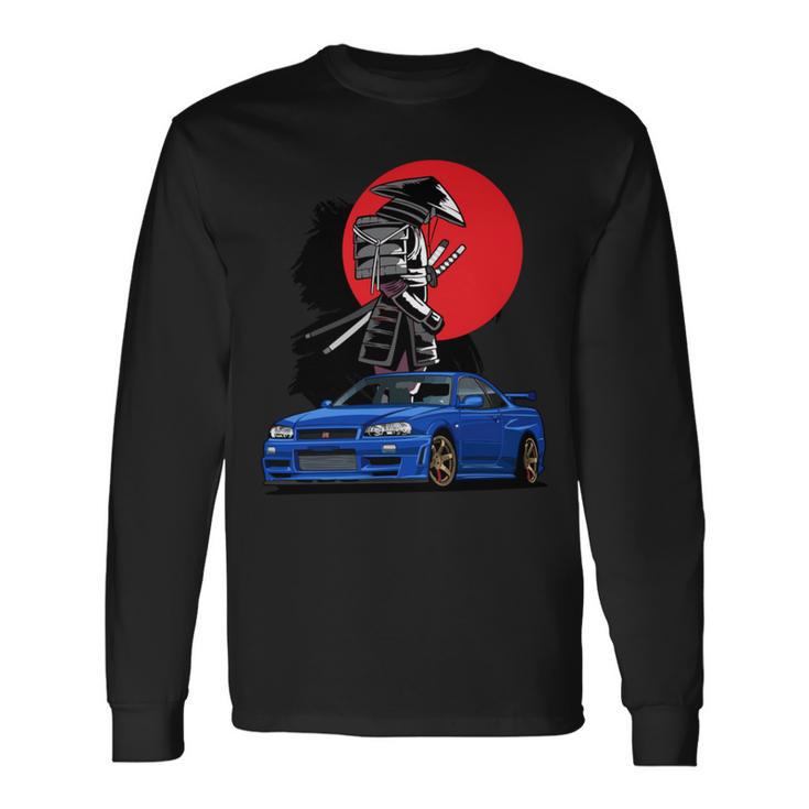 Jdm Skyline R34 Car Tuning Japan Samurai Drift Long Sleeve T-Shirt