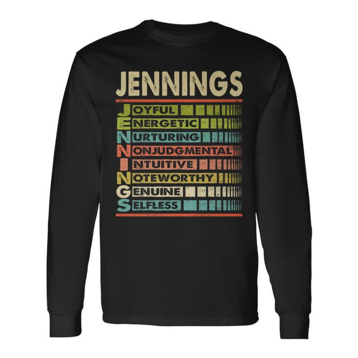 Jennings Family Name First Last Name Jennings Long Sleeve T-Shirt