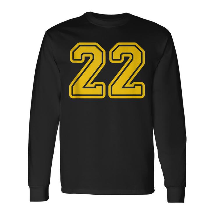 Jersey 22 Golden Yellow Sports Team Jersey Number 22 Long Sleeve T-Shirt