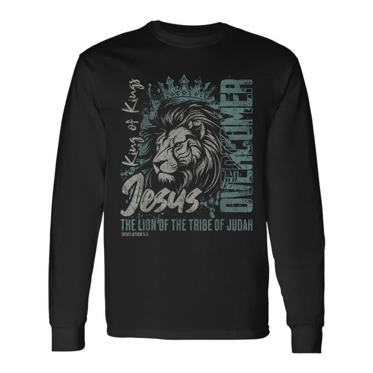 Jesus Is King Lion Of Judah Bible Faith Graphic Christian Long Sleeve T-Shirt