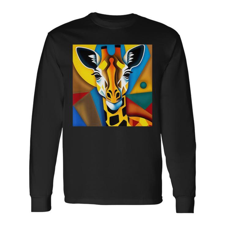 Jirafa Africano Animales Motivo África Colorido Jirafa Amantes Camiseta de manga larga Ideas de regalos