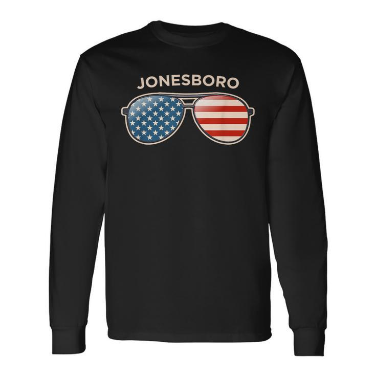 Jonesboro Ga Vintage Us Flag Sunglasses Long Sleeve T-Shirt