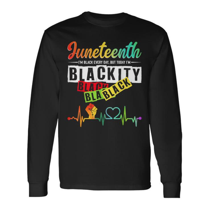 Junenth Blackity Heartbeat Black History African America Long Sleeve T-Shirt