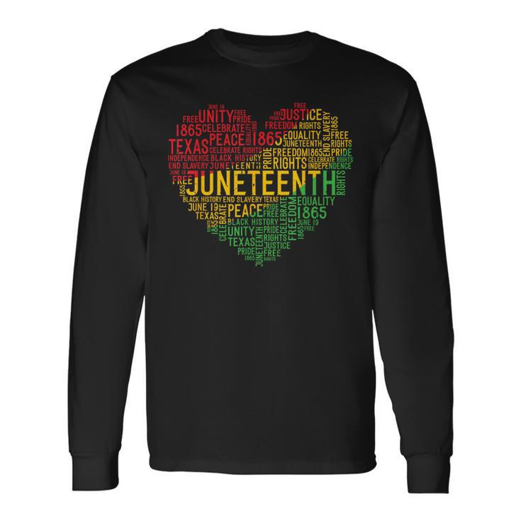 Junenth Heart Black History Afro American African Freedom Long Sleeve T-Shirt
