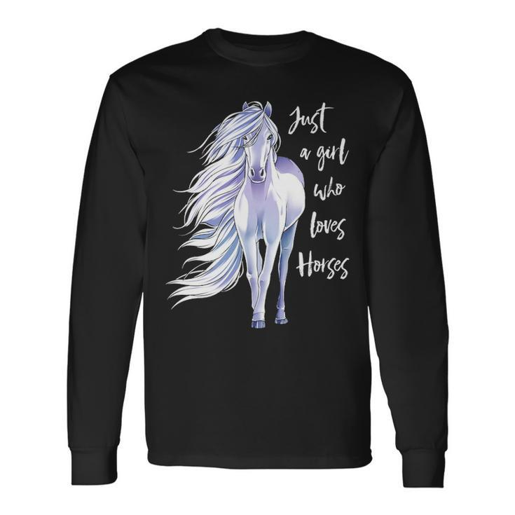 Just A Girl Who Loves Horses Horse Riding Women Long Sleeve T-Shirt