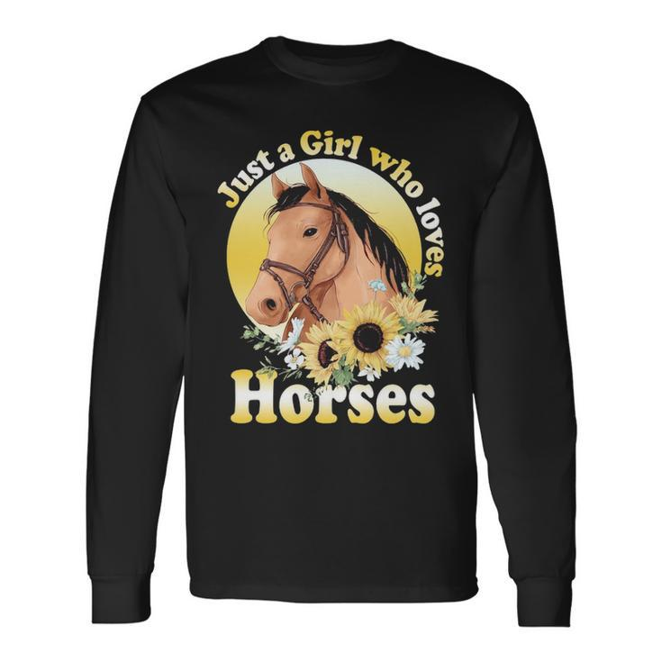 Just A Girl Who Loves Horses  Riding Girls Long Sleeve T-Shirt