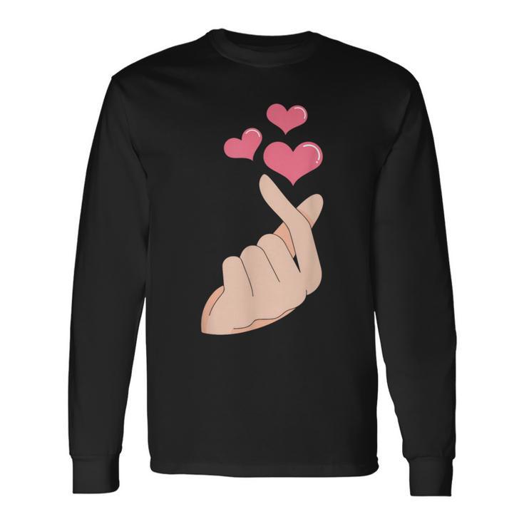 K-Pop Hand Symbol Heart K-Drama Korean Pop Music Fan Long Sleeve T-Shirt